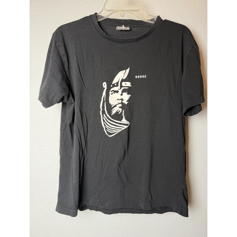 Vintage Norge T-Shirt Men's Large Black Norway Viking Graphic‎ Gorpcore Scandi
